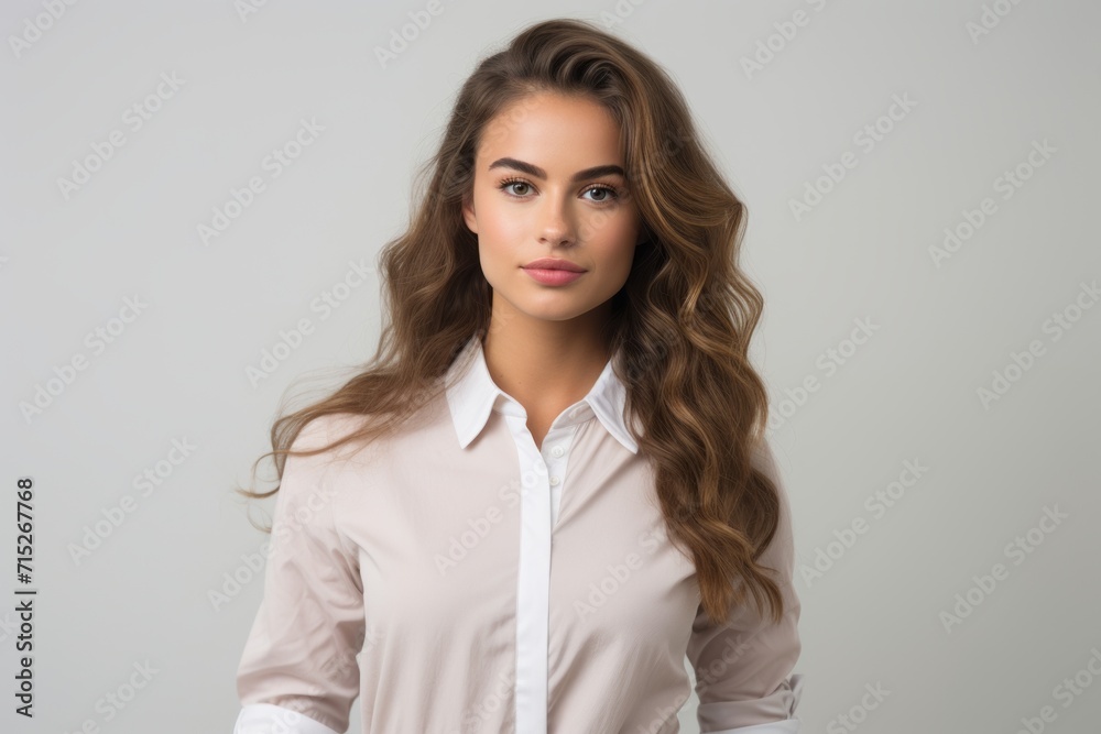 Portrait of beautiful young business woman, isolated on grey background. Portrait of beautiful young business woman, isolated on grey background.