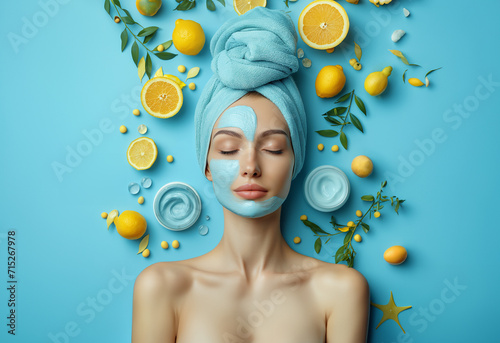 Portrait of a young woman doing a spa, nourishing her skin, making her more beautiful, beautiful woman, spa, image generated by AI.