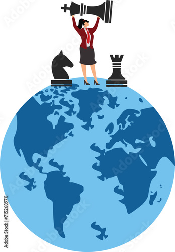 International chess, Chess symbolizes domination of the earth, Businesswoman