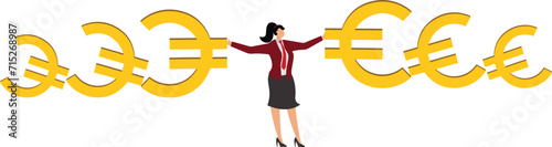 Euro, Symbol, Accidents and Disasters, Organized Group, Businesswoman