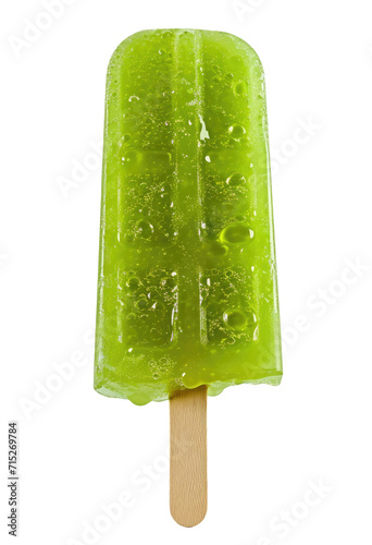 Green fruit ice lolly isolated on transparent background