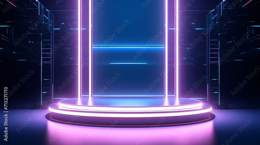 Naklejka premium Modern round product advertising podium, booth, stage, product background, promotional event background