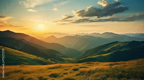 Mountains during sunset. Beautiful natural landscape in the summer time. © NooPaew