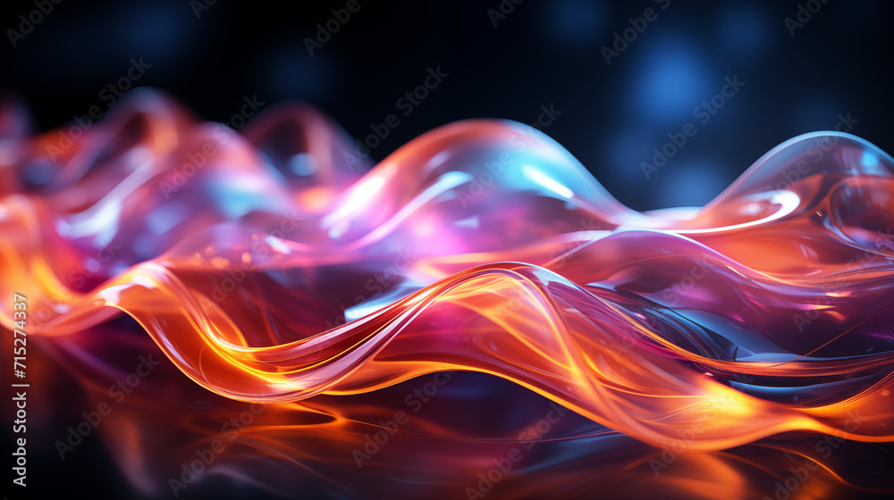 Naklejka premium abstract background with lights, Luminous Neon Waves in a Dynamic Cinematic Art Piece