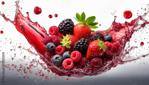  Fresh ripe strawberry, raspberry, blackberry, cranberry juice blend mix splash swirl with strawberry, blackberry, cranberry, raspberry. Red multifruit berry juice splash wave and forest fruits on whi