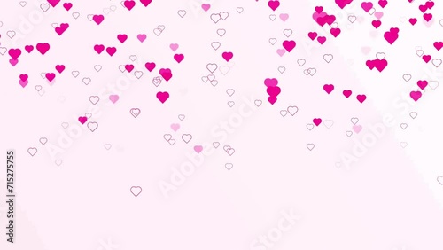 Large group of small red heart shapes in the shape of a big Valenitines day heartfelt projects. heart on red colored bokeh motion background. photo