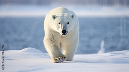 white polar bear walking in the snow