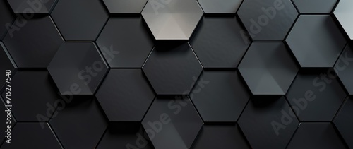 Captivating texture background featuring a contemporary black anthracite tile mirror composed of hexagon tiles, ideal for banners and panoramas, Ai Generated. photo