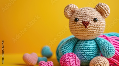 A Picture of a Crocheted Cute Bear, Ai Generated