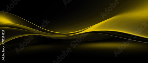 3D Abstract Neon Background: Radiant Green Dynamic Lines on a Black Backdrop, AI Generated