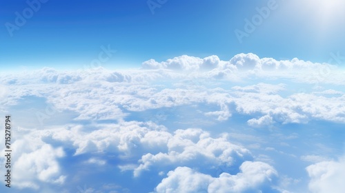 Azure sky viewed from above, dotted with clouds, Ai Generated