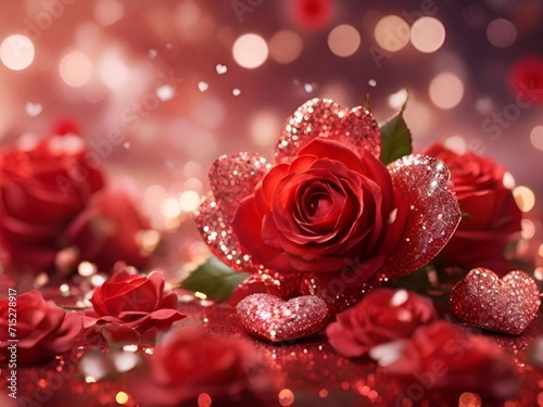 Charming Roses   Hearts Dreamy Valentine s Wallpaper   Hearts and Red Roses for valentines day  valentines day concept