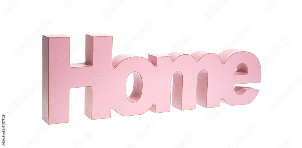 Decorative wooden word Home isolated on white background. Concept of home comfort, romance. Horizontal format. Decorative wooden word Home isolated on white background. Concept of home comfort, romance. Horizontal format.