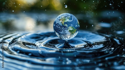 A water drop cradling the Earth symbolizes World Water Day  highlighting global conservation  Ai Generated.