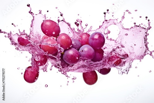  a bunch of grapes are splashing into the water with a splash of water on the top of the grapes.