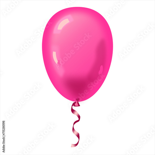 Baby girl gender reveals pink balloon and ribbons on a transparent background. birthday balloon for card, party, design, flyer, poster, decor, banner, web, advertising