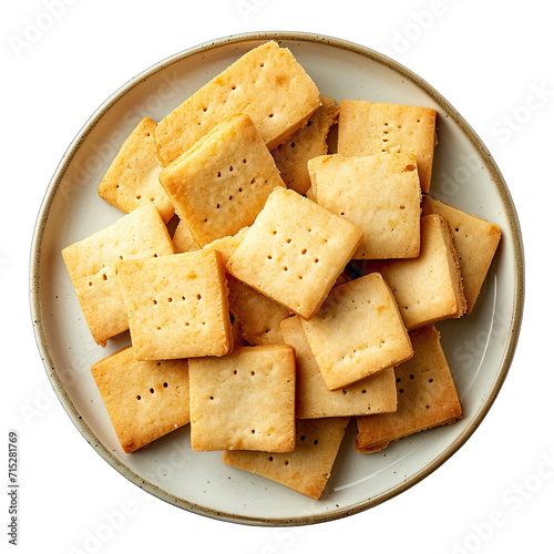 Plate of Shortbread isolated on white background, top view