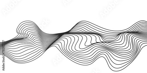Vector abstract wavy, curve and ocean flowing dynamic lines isolated on transparent background. Design for banner, flyer, cover, technology, science, brochure, ocean.