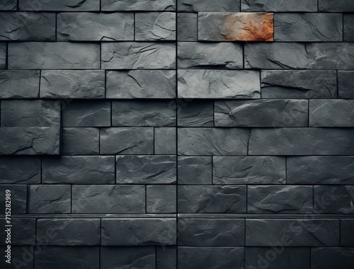 Modern dark brick wall. Pattern of decorative stone wall background. Created with Ai