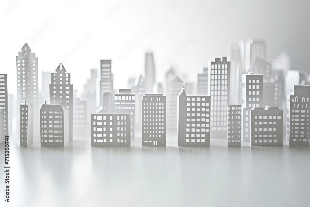 city building paper cut out on a white background
