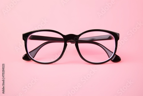 Stylish fashionable glasses on creative pink background.