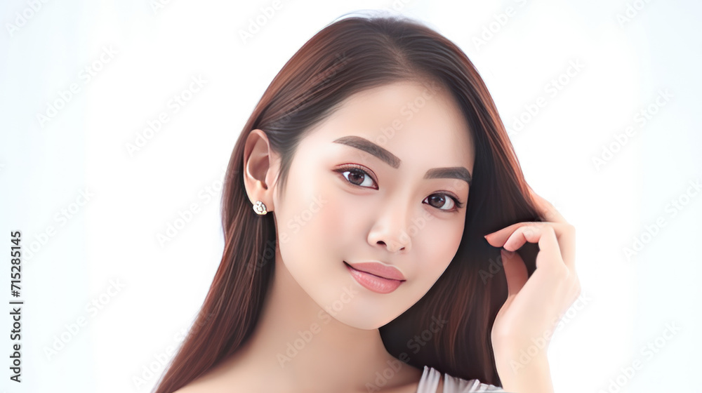 Beautiful young asian woman with clean fresh skin on white background, Face care, Facial treatment, Cosmetology, beauty and spa, Asian women portrait. Beautiful young asian woman with clean fresh skin on white background, Face care, Facial treatment, Cosmetology, beauty and spa, Asian women portrait.