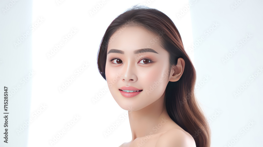 Beautiful young asian woman with clean fresh skin on white background, Face care, Facial treatment, Cosmetology, beauty and spa, Asian women portrait. Beautiful young asian woman with clean fresh skin on white background, Face care, Facial treatment, Cosmetology, beauty and spa, Asian women portrait.