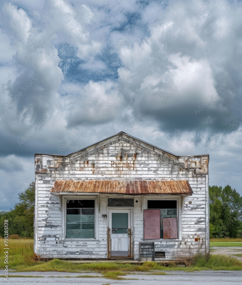 white abandoned store in the middle of nowhere