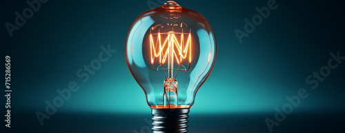 Glowing light bulb on dark background