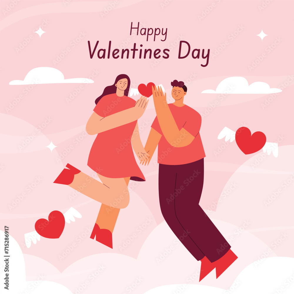 Vector flat Valentines day illustration Vector flat Valentines day illustration