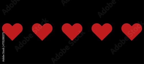 five red hearts vector illustration photo