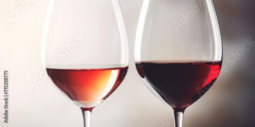 Two glasses wine on light background