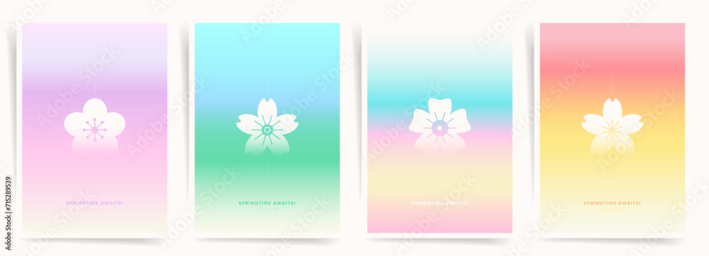 Colorful Spring Floral Aesthetic Vibrant Gradient Backgrounds for Posters, Brochures, and Notebooks.