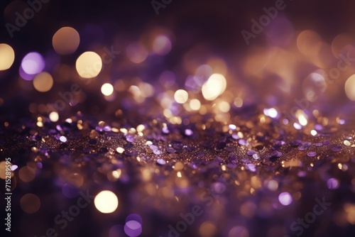  a blurry photo of a purple and gold background with lots of small circles of light in the middle of the image.