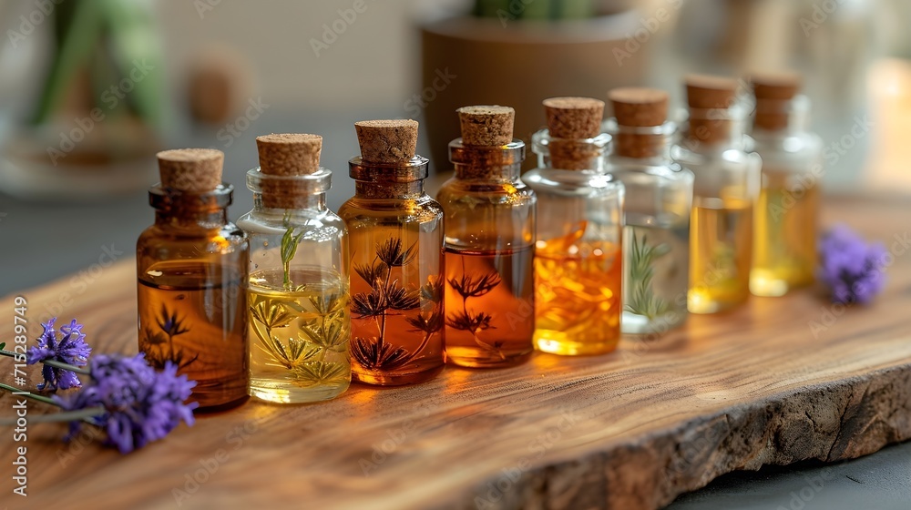 essential oil bottles at a nature background, brand photography, marketing visualization, cosmetics, skin care and beauty concept essential oil bottles at a nature background, brand photography, marketing visualization, cosmetics, skin care and beauty concept