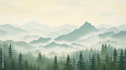  landscape of a forest in mountains