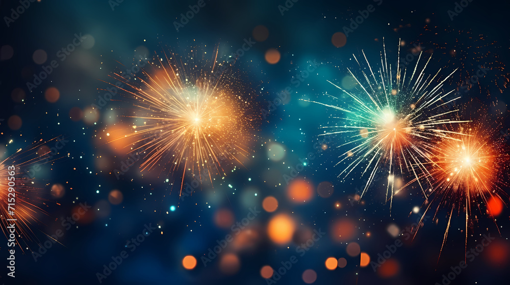 Fototapeta premium Fireworks background for celebration, holiday celebration concept