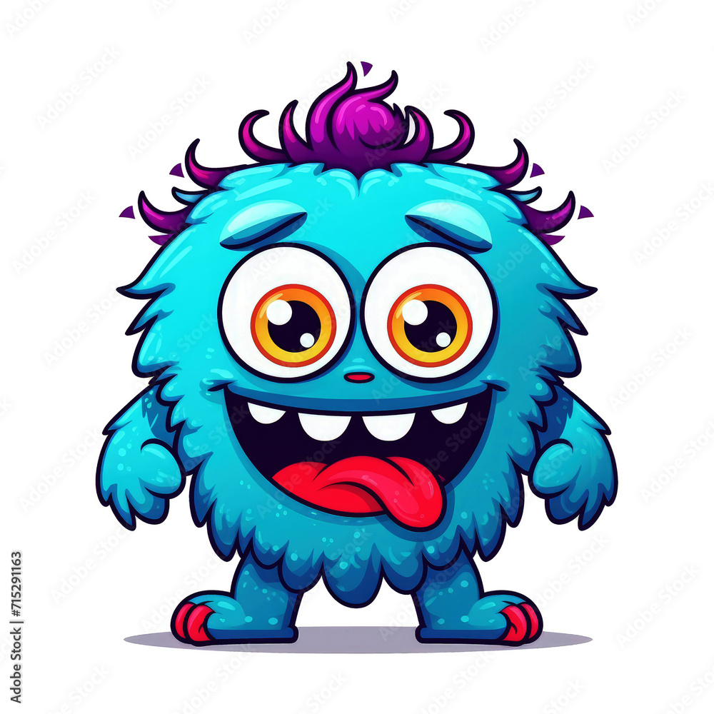 Chibi monster cartoon image. Cute monster game character design image.