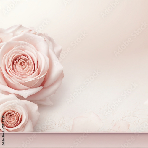 Template with pink rose on paper. AI