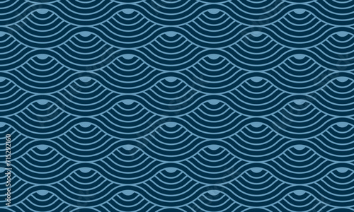 Seamless geometric pattern with wave line. Endless background with intertwined curves. Waves  twirl vector illustration.