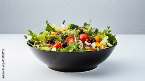 Fresh vegetable salad isolated on a dark background