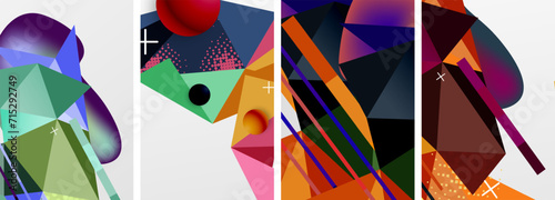 Geometric elements in abstract poster composition set. Vector illustration For Wallpaper, Banner, Background, Card, Book Illustration, landing page
