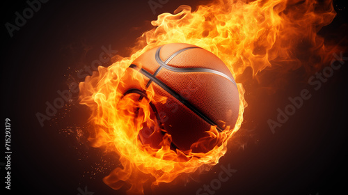 A burning basketball , basketball on fire, Basketball game concept, ai generative   © HayyanGFX