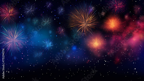 Beautiful creative holiday background with fireworks and sparkles