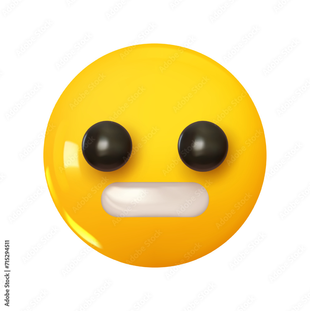 Fototapeta premium Grimacing Face Emoji. Emotion 3d cartoon icon. Yellow round emoticon. Vector illustration
