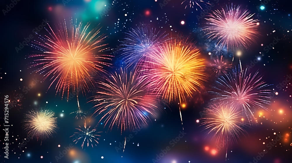 Beautiful creative holiday background with fireworks and sparkles Beautiful creative holiday background with fireworks and sparkles