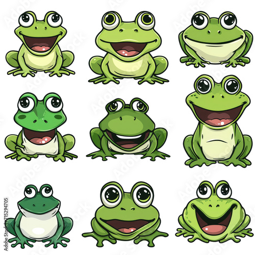set of cartoon frog heads on a transparent background, Ai Generated Images © mohammad
