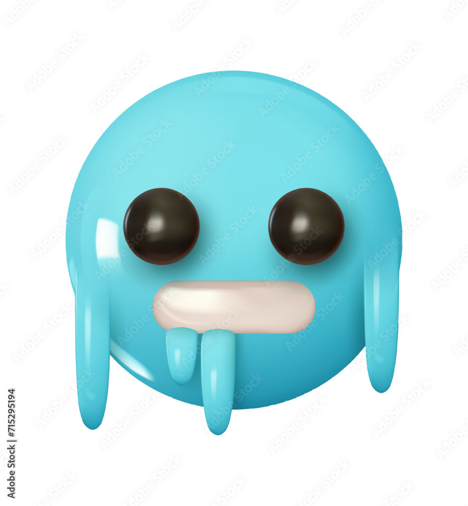 Cold Face Emoji. Emotion 3d cartoon icon. Blue round emoticon. Vector
