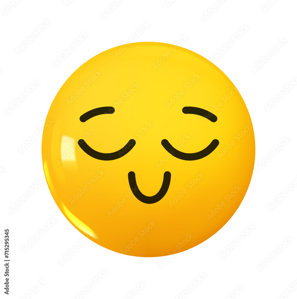 Fototapeta premium Emoji. Emotion 3d cartoon icon. Yellow round emoticon. Vector illustration