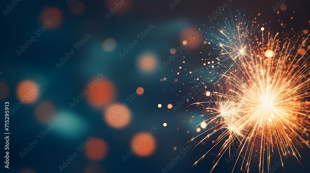 Naklejka premium Beautiful creative holiday background with fireworks and sparkles